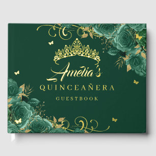 Emerald Green Rose Floral Swirl Quinceanera Or
