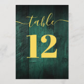 Emerald Green Rustic Barn Wood Boho Tafelnummer (Achterkant)