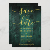 Emerald Green Rustic Barn Wood Boho Wedding Save The Date (Voorkant / Achterkant)