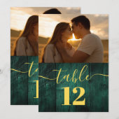 Emerald Green Rustic Barn Wood Fototafel Nummer Kaart (Voorkant / Achterkant)