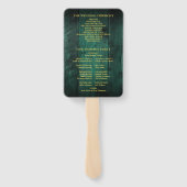Emerald Green Rustic Barn Wood Huwelijksprogramma Handwaaier (Achterkant)