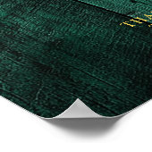 Emerald Green Rustic Wood Mariage Affiche de bienv (Coin)