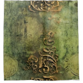 Emerald Green rustieke Steampunk klok (11) Douchegordijn (Voorkant)