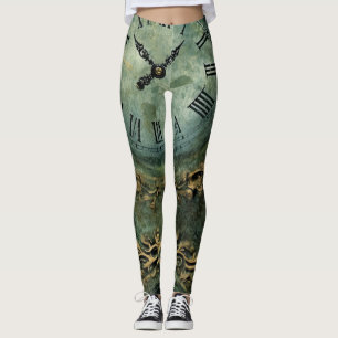 Emerald Green rustieke Steampunk klok (1) Leggings