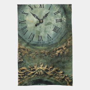 Emerald Green rustieke Steampunk klok (1) Theedoek