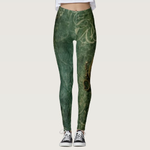 Emerald Green rustieke Steampunk klok (3) Leggings