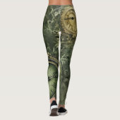 Emerald Green rustieke Steampunk klok (7) Leggings (Achterkant)