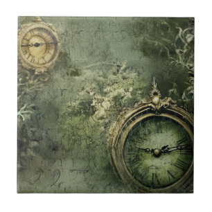 Emerald Green rustieke Steampunk klok (7) Tegeltje