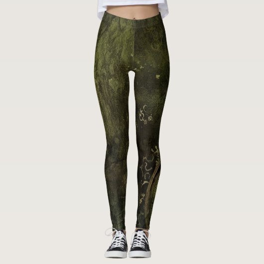 Emerald Green rustieke Steampunk klok (9) Leggings (Voorkant)