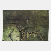 Emerald Green rustieke Steampunk klok (9) Theedoek (Horizontaal)
