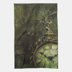 Emerald Green rustieke Steampunk klok (9) Theedoek