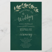 Emerald Green & Sage Feuilles Programme de mariage (Devant)