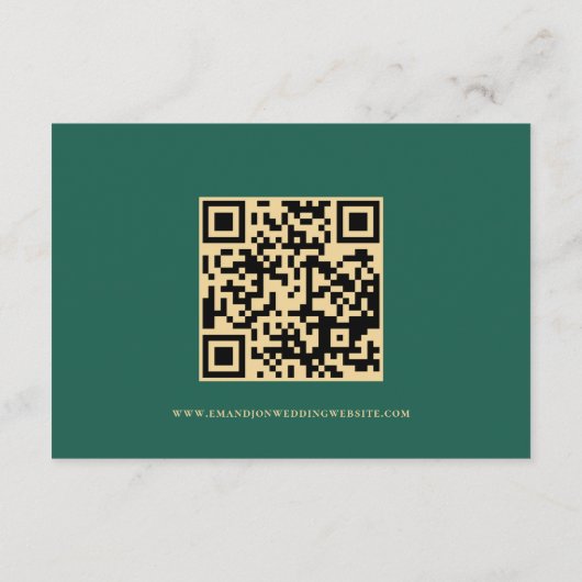 Emerald Green Schrijven QR Code Trouwdetails Informatiekaartje (Achterkant)