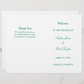 Emerald Green Script Bi-Fold Wedding Programme (Devant / Derrière)