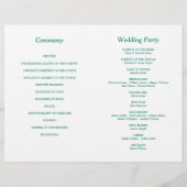 Emerald Green Script Bi-Fold Wedding Programme (Dos)