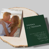 Emerald Green Script Modern Simple Photo Wedding Kaart