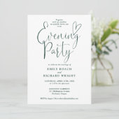 Emerald Green Script Trouwavondfeest Kaart (Staand voorkant)