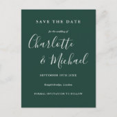 Emerald Green Script Wedding Enregistrer la carte  (Devant)