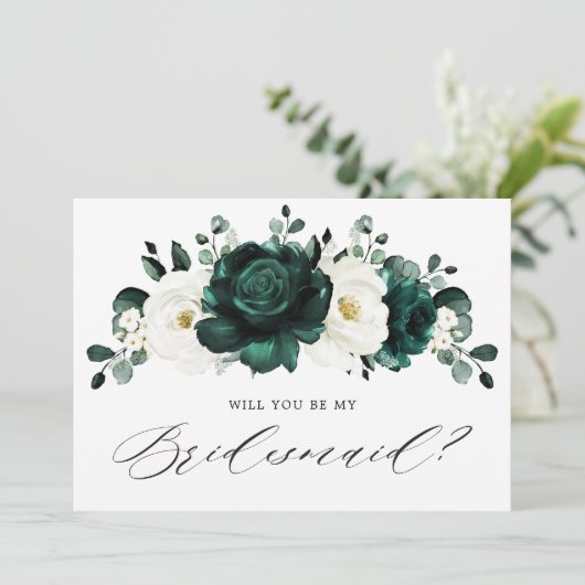 Emerald Green Serez-vous mon Bridesmaid Invitation (Debout devant)