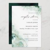 Emerald Green Silver Agate Couples Shower Invite Bedankkaart (Voorkant / Achterkant)