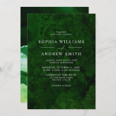 Emerald Green & Silver Calligraphy Kaart (Voorkant / Achterkant)