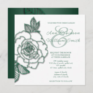 Emerald green Silver Elegant Wedding Kaart