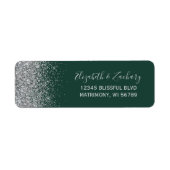 Emerald Green Silver Glitter retouradres Etiket (Voorkant)