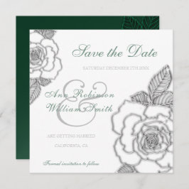 Emerald green Silver roos Rustic Wedding Save The Date