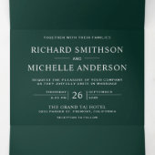 Emerald Green Silver World Map All in One Wedding Drieluik Uitnodiging (Binnenkant midden)