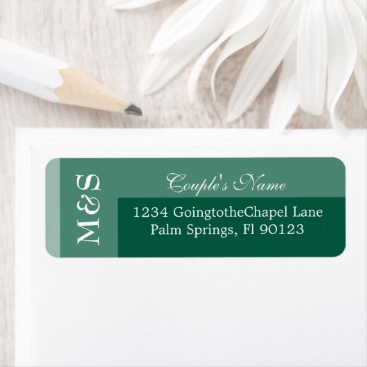 Emerald Green Simple Modern Chic Script Wedding Etiket (Insitu)