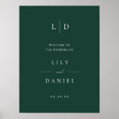 Emerald Green Simple Monogram Mariage Affiche de b (Devant)