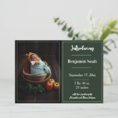 Emerald Green Simple Photo Faire-part de naissance (Debout devant)