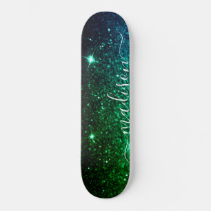 Emerald Green Sparkle Glitter gepersonaliseerd Skateboard