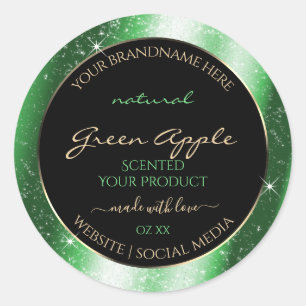 Emerald Green Sparkle Glitter Lijst Productlabel Ronde Sticker