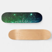 Emerald Green Sparkle Glitter Personalized Skateboard (Horizontaal)