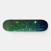 Emerald Green Sparkle Glitter Personalized Skateboard (Horizontaal)