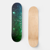Emerald Green Sparkle Glitter Personalized Skateboard (Voorkant)