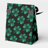 Emerald Green Sparkle Shamrock Black Monogram Bedankdoosjes (Achterkant)