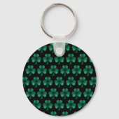 Emerald Green Sparkle Shamrock Black Monogram Sleutelhanger (Achterkant)