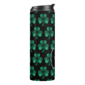 Emerald Green Sparkle Shamrock Black Monogram Thermosbeker (Gedraaid links)