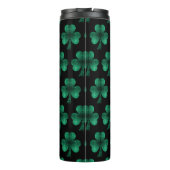 Emerald Green Sparkle Shamrock Black Monogram Thermosbeker (Achterkant)