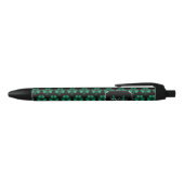 Emerald Green Sparkle Shamrock Black Monogram Zwarte Inkt Pen (Bovenkant)