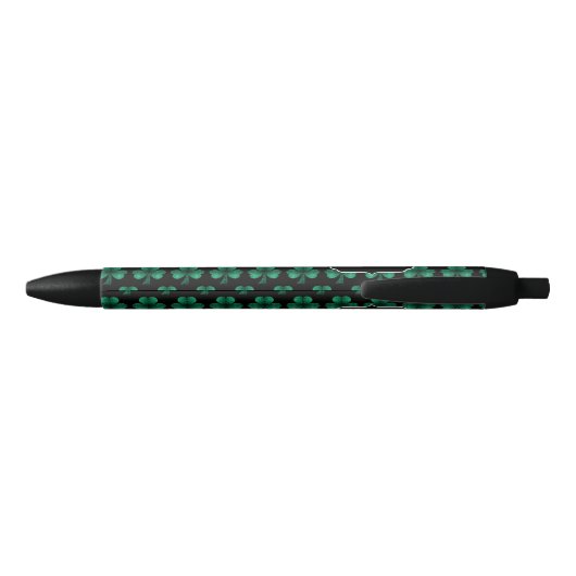 Emerald Green Sparkle Shamrock Black Monogram Zwarte Inkt Pen (Achterkant)