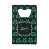 Emerald Green Sparkle Shamrock noir Monogramme (Devant)