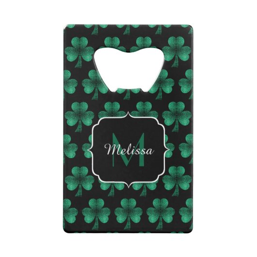 Emerald Green Sparkle Shamrock noir Monogramme (Dos)