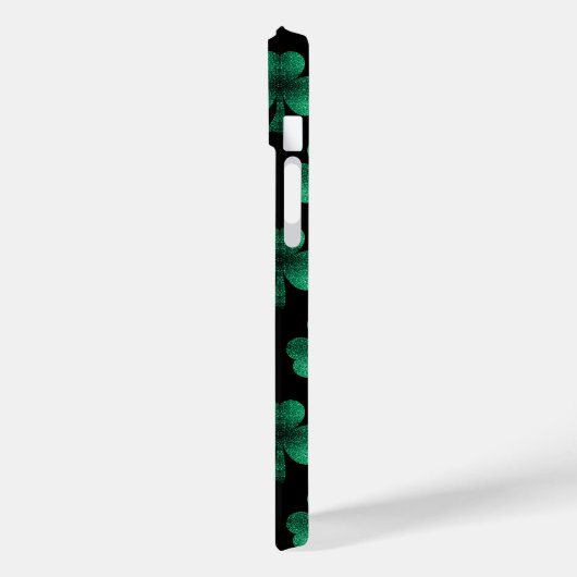 Emerald Green Sparkles Shamrock Black Monogram Case-Mate iPhone Case (Achterkant / Links)