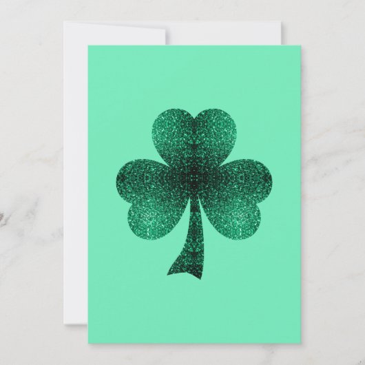 Emerald Green Sparkles Shamrock Clover Invitation (Devant)