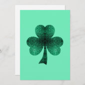 Emerald Green Sparkles Shamrock Clover Invitation (Devant / Derrière)