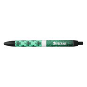 Emerald Green Sparkles Shamrock Clover Personalise Zwarte Inkt Pen (Voorkant)