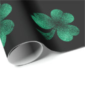Emerald Green Sparkles Shamrock Clover zwart Cadeaupapier (Rol Hoek)